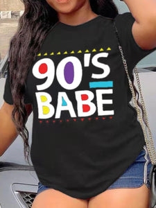 Plus Size 90 s Babe Print T-shirt.