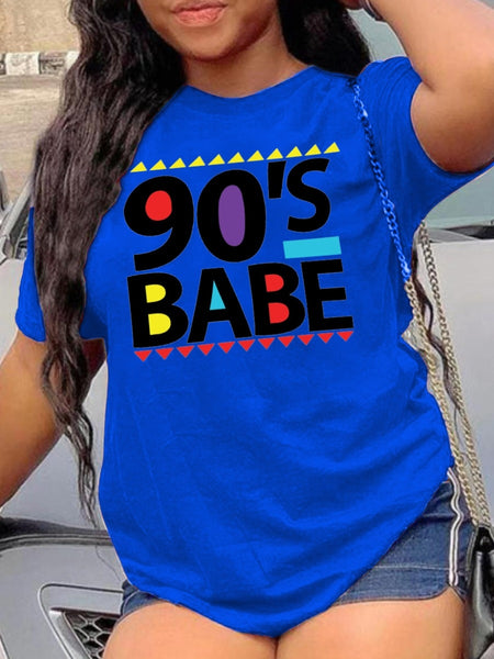 Plus Size 90 s Babe Print T-shirt.