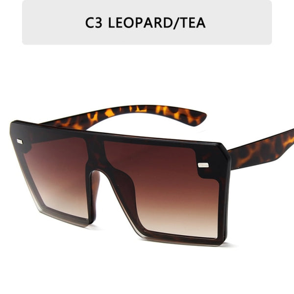 Oversized Square Flat Top Red Black Clear Lens Sunglasses.