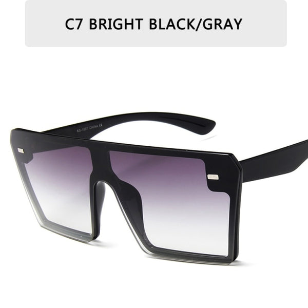 Oversized Square Flat Top Red Black Clear Lens Sunglasses.