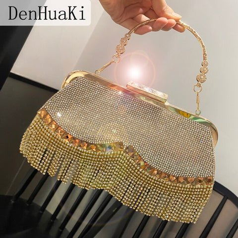 Rhinestone Banquet Gold Evening Bag.